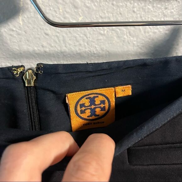 Tory Burch Navy Stretch Twill Pencil Skirt - Picture 2 of 7